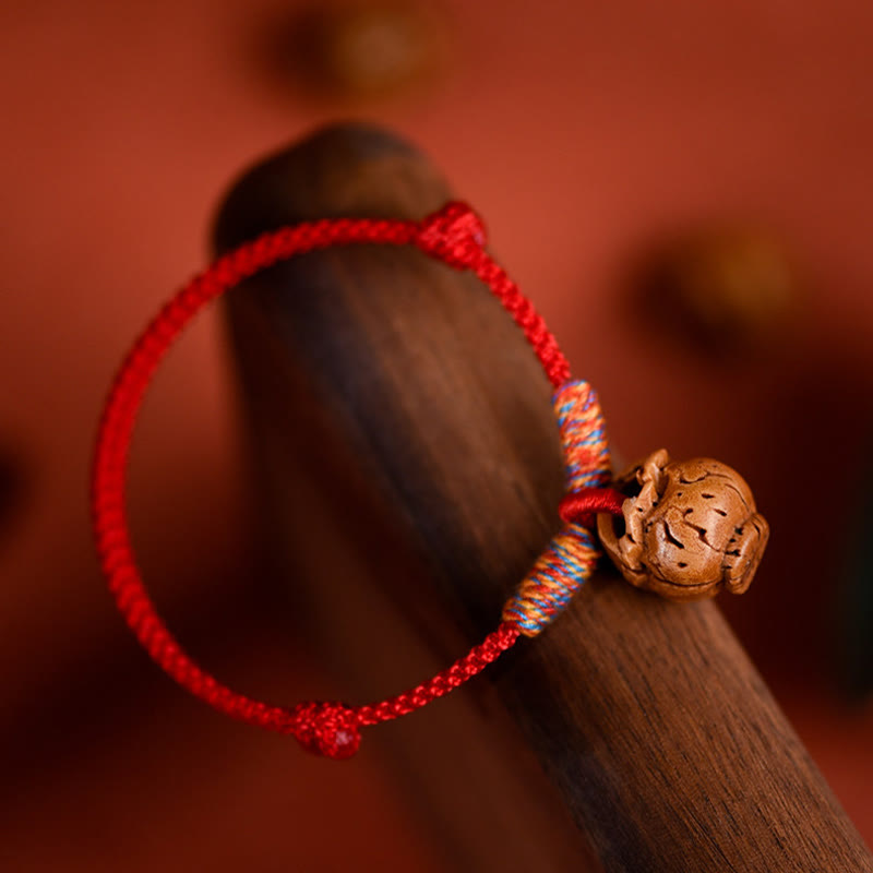 Buddha Stones Geflochtenes, pfirsichfarbenes Halsband mit roter Schnur, verstellbar, für Katzen und Hunde - image 4