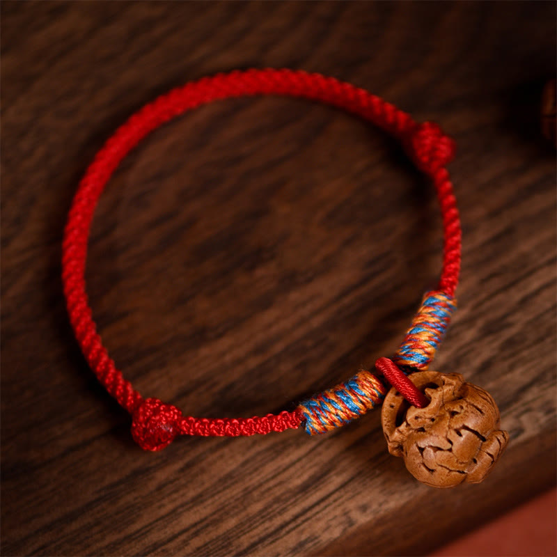 Buddha Stones Geflochtenes, pfirsichfarbenes Halsband mit roter Schnur, verstellbar, für Katzen und Hunde - image 3
