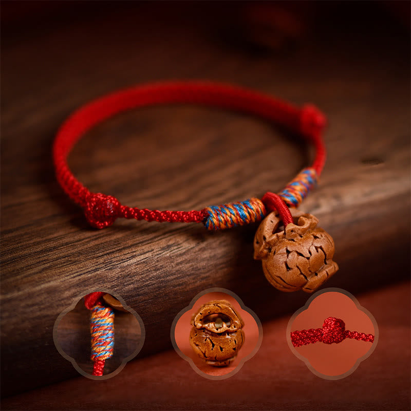 Buddha Stones Geflochtenes, pfirsichfarbenes Halsband mit roter Schnur, verstellbar, für Katzen und Hunde - image 7