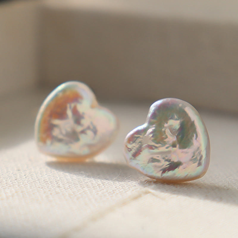 Buddha Stones Retro-Ohrstecker mit Perlenherz-Design - image 1