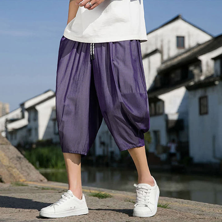 Buddha Stones Sommerliche, einfarbige Herren-Halbhose mit elastischem Bund, Kordelzug und Taschen - Blauviolett - US/UK/AU46, EU56 (5XL) - image 28