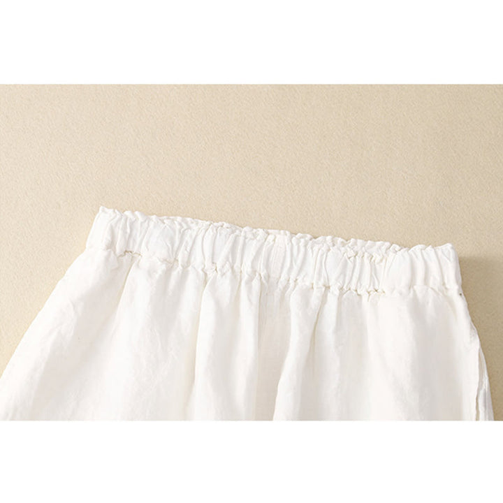 Buddha Stones Frühlingshafte Damenhose aus Baumwolle mit elastischem Bund, Spitzensaum und Falten sowie Taschen - image 8