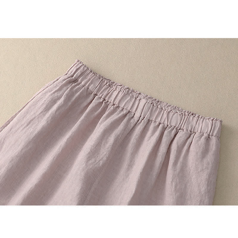 Buddha Stones Frühlingshafte Damenhose aus Baumwolle mit elastischem Bund, Spitzensaum und Falten sowie Taschen - image 2