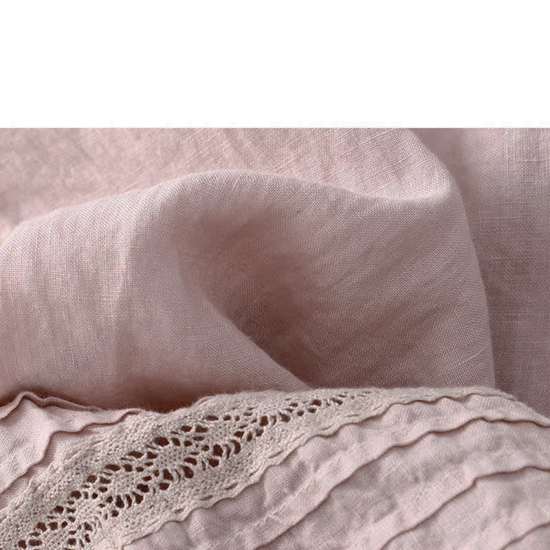 Buddha Stones Frühlingshafte Damenhose aus Baumwolle mit elastischem Bund, Spitzensaum und Falten sowie Taschen - image 6