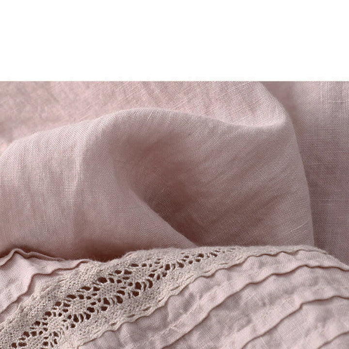 Buddha Stones Frühlingshafte Damenhose aus Baumwolle mit elastischem Bund, Spitzensaum und Falten sowie Taschen - image 6