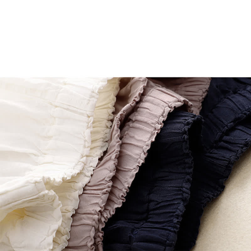 Buddha Stones Frühlingshafte Damenhose aus Baumwolle mit elastischem Bund, Spitzensaum und Falten sowie Taschen - image 15