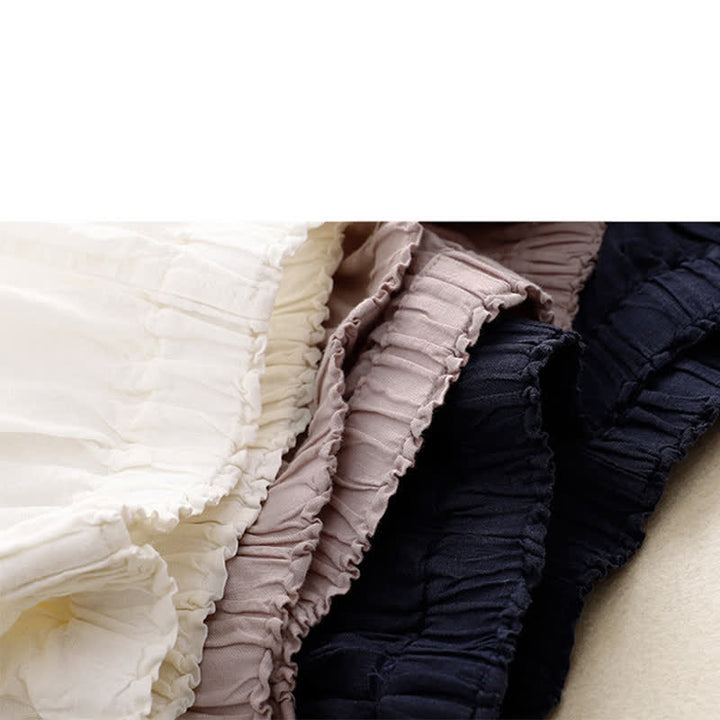 Buddha Stones Frühlingshafte Damenhose aus Baumwolle mit elastischem Bund, Spitzensaum und Falten sowie Taschen - image 15