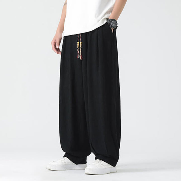 Buddha Stones Sommerliche Herrenhose mit Kordelzug, knöchellang, einfarbig, gerades Bein - image 21