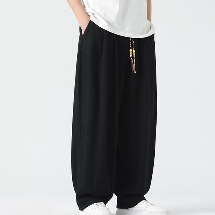 Buddha Stones Sommerliche Herrenhose mit Kordelzug, knöchellang, einfarbig, gerades Bein - image 20