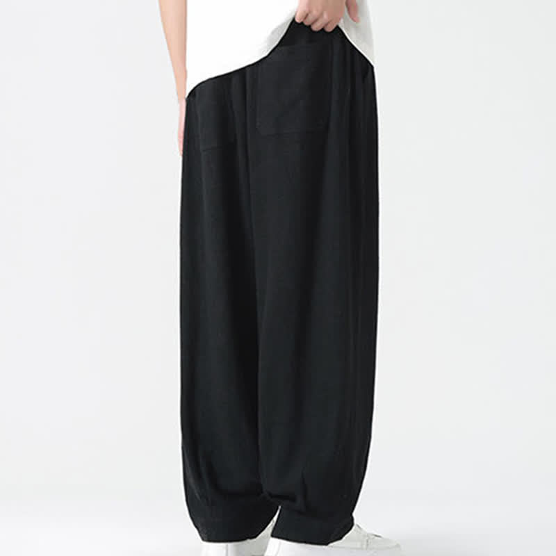 Buddha Stones Sommerliche Herrenhose mit Kordelzug, knöchellang, einfarbig, gerades Bein - image 18