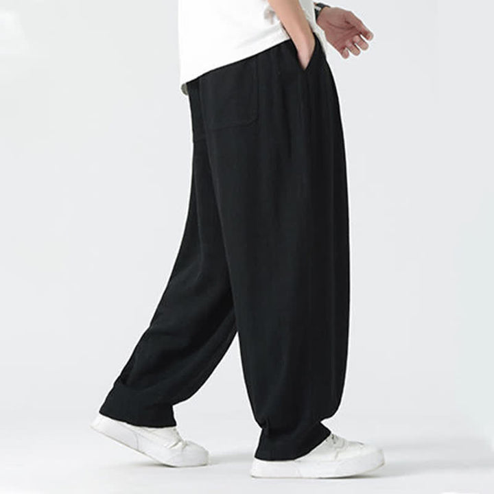 Buddha Stones Sommerliche Herrenhose mit Kordelzug, knöchellang, einfarbig, gerades Bein - image 22