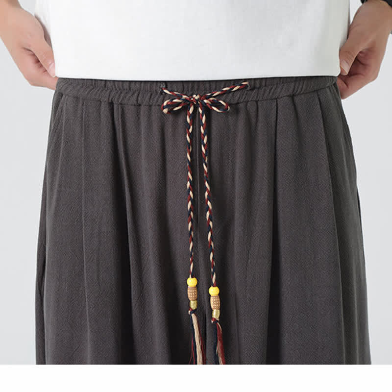 Buddha Stones Sommerliche Herrenhose mit Kordelzug, knöchellang, einfarbig, gerades Bein - image 13