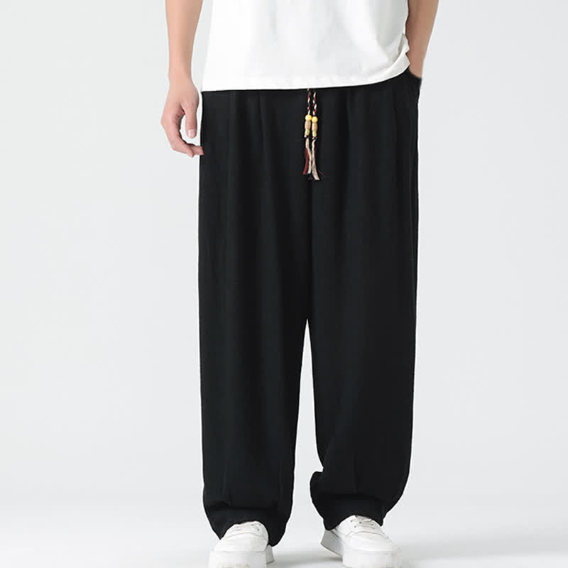 Buddha Stones Sommerliche Herrenhose mit Kordelzug, knöchellang, einfarbig, gerades Bein - image 19