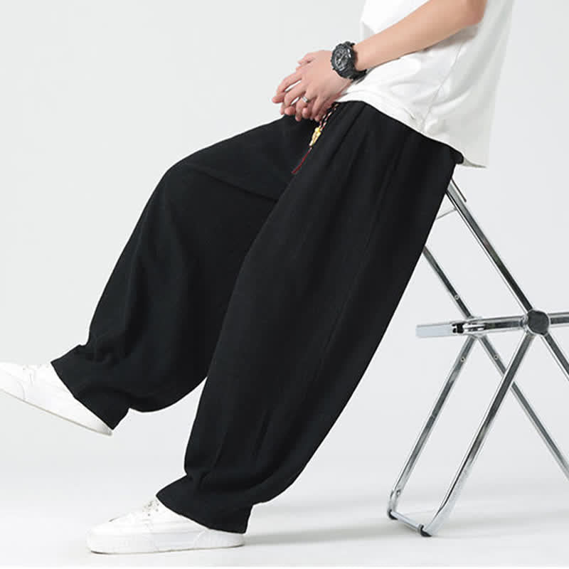 Buddha Stones Sommerliche Herrenhose mit Kordelzug, knöchellang, einfarbig, gerades Bein - image 24