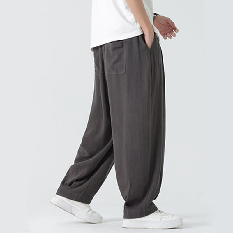 Buddha Stones Sommerliche Herrenhose mit Kordelzug, knöchellang, einfarbig, gerades Bein - image 8