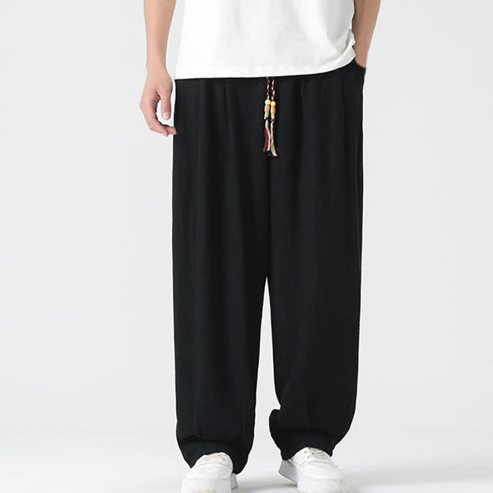 Buddha Stones Sommerliche Herrenhose mit Kordelzug, knöchellang, einfarbig, gerades Bein - image 19