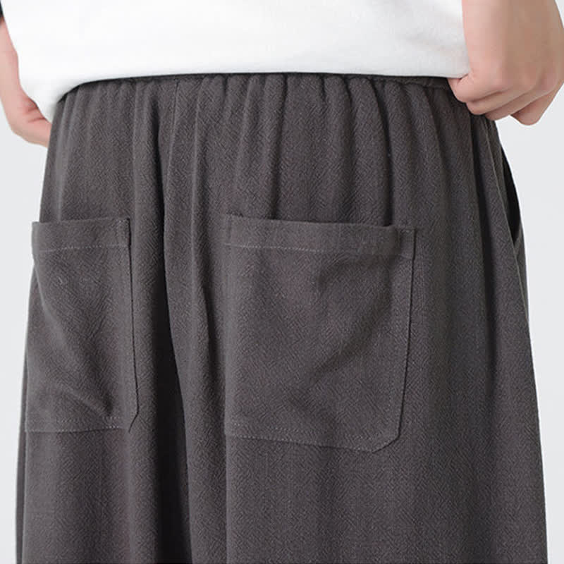 Buddha Stones Sommerliche Herrenhose mit Kordelzug, knöchellang, einfarbig, gerades Bein - image 15