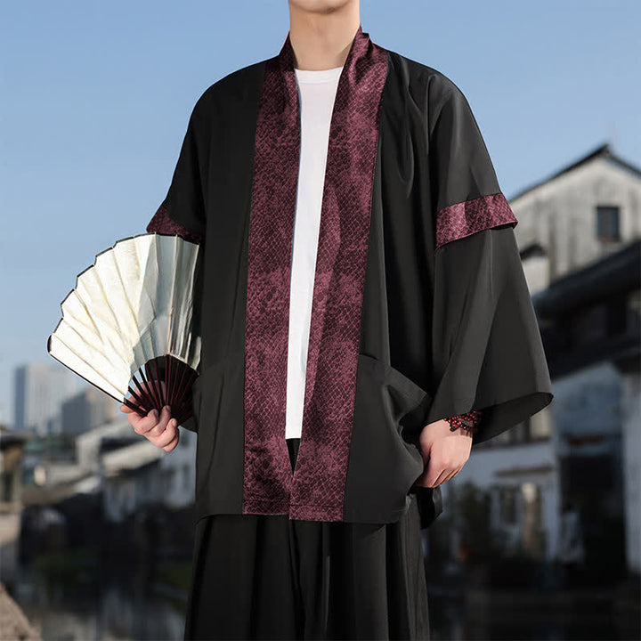 Buddha Stones Sommerlicher, lässiger Zen-Kimono für Herren mit Reverskragen und ellbogenlangen Ärmeln - image 0