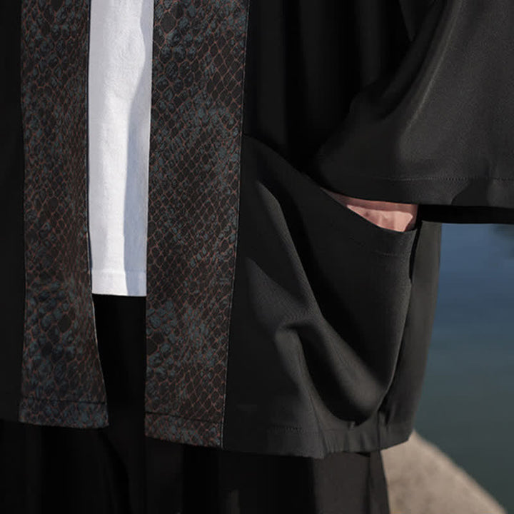 Buddha Stones Sommerlicher, lässiger Zen-Kimono für Herren mit Reverskragen und ellbogenlangen Ärmeln - image 8