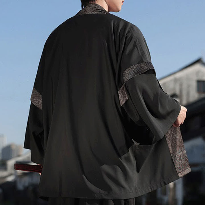 Buddha Stones Sommerlicher, lässiger Zen-Kimono für Herren mit Reverskragen und ellbogenlangen Ärmeln - image 3