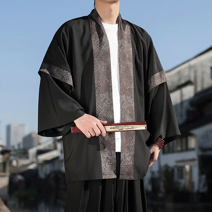 Buddha Stones Sommerlicher, lässiger Zen-Kimono für Herren mit Reverskragen und ellbogenlangen Ärmeln - image 4