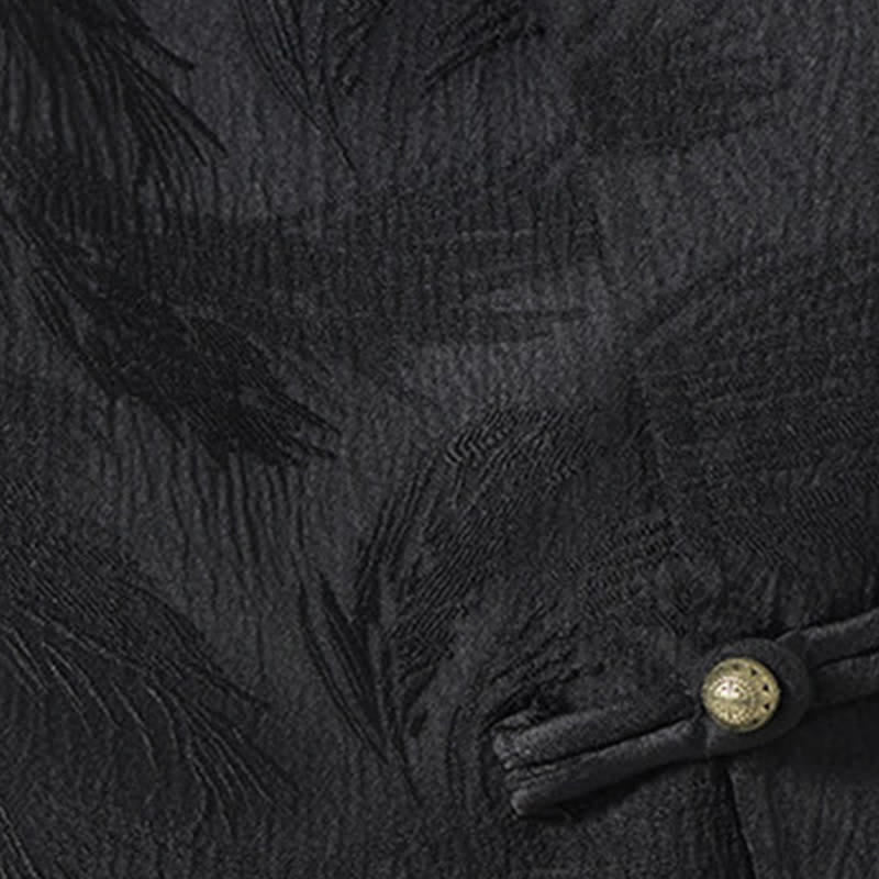 Buddha Stones Sommerliches Herrenhemd mit Stehkragen, strukturiertem Jacquard-Gewebe und Ellbogenärmeln - image 7