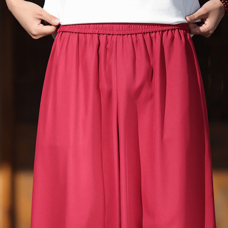 Buddha Stones Sommerliche Herren-Baumwollhose mit besticktem Saum, elastischem Bund, kurzem Schnitt, weitem Bein und Taschen - image 12