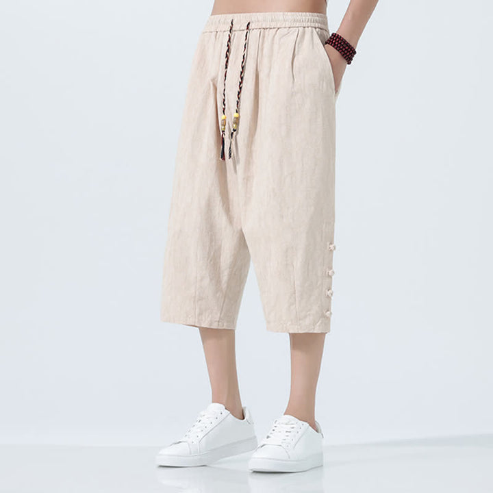 Buddha Stones Sommerliche Caprihose für Herren mit Kordelzug und elastischem Bund - image 9