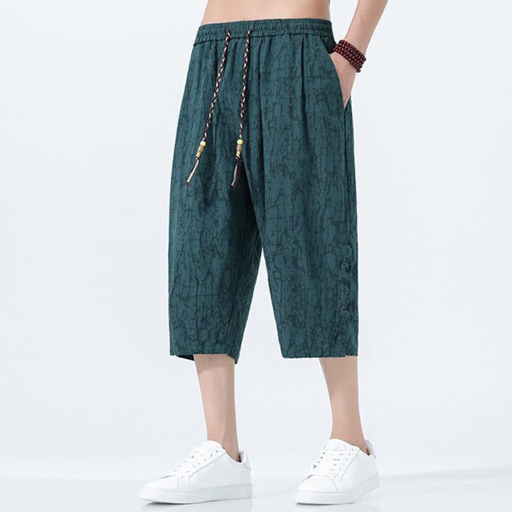 Buddha Stones Sommerliche Caprihose für Herren mit Kordelzug und elastischem Bund - image 0