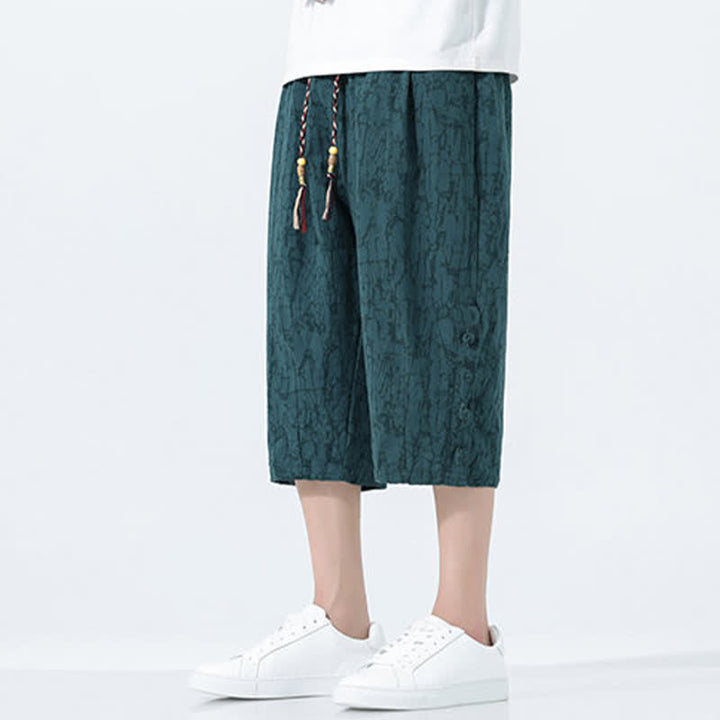 Buddha Stones Sommerliche Caprihose für Herren mit Kordelzug und elastischem Bund - image 2