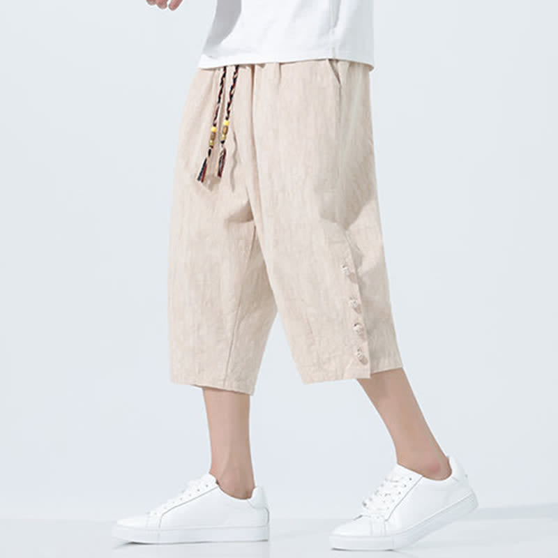 Buddha Stones Sommerliche Caprihose für Herren mit Kordelzug und elastischem Bund - image 12