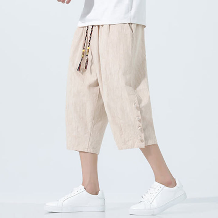 Buddha Stones Sommerliche Caprihose für Herren mit Kordelzug und elastischem Bund - image 12
