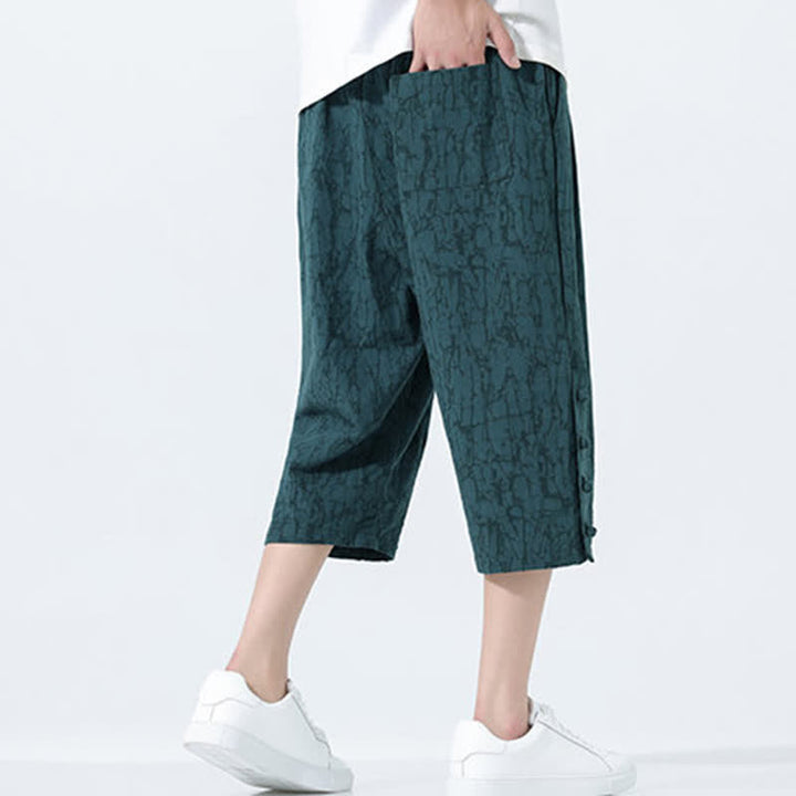 Buddha Stones Sommerliche Caprihose für Herren mit Kordelzug und elastischem Bund - image 1