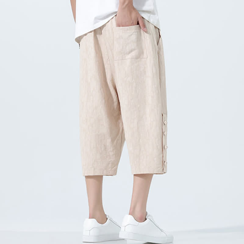 Buddha Stones Sommerliche Caprihose für Herren mit Kordelzug und elastischem Bund - image 10