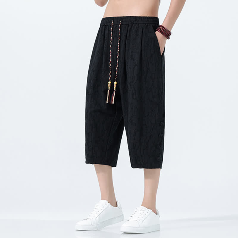 Buddha Stones Sommerliche Caprihose für Herren mit Kordelzug und elastischem Bund - image 5