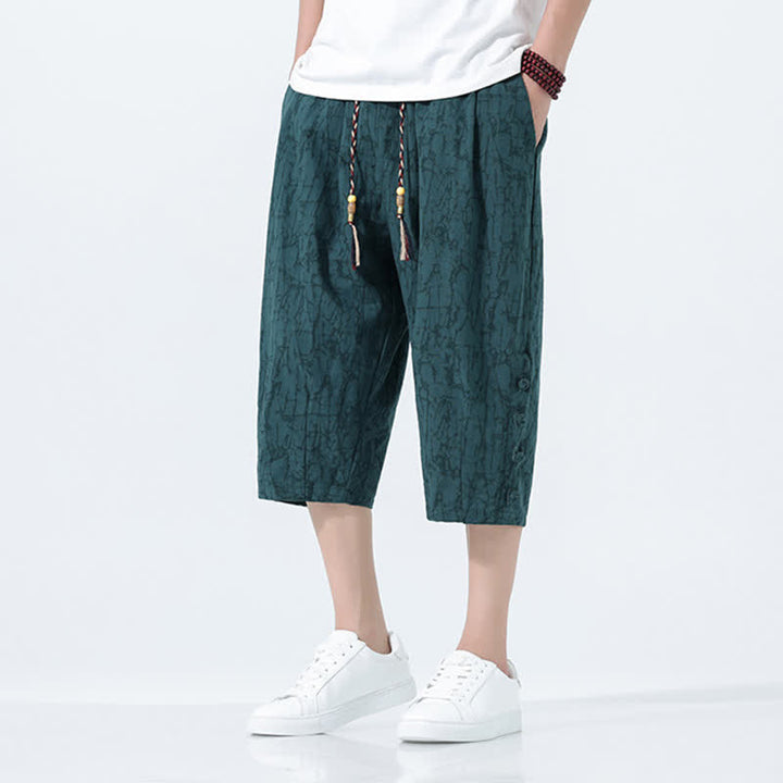 Buddha Stones Sommerliche Caprihose für Herren mit Kordelzug und elastischem Bund - image 4
