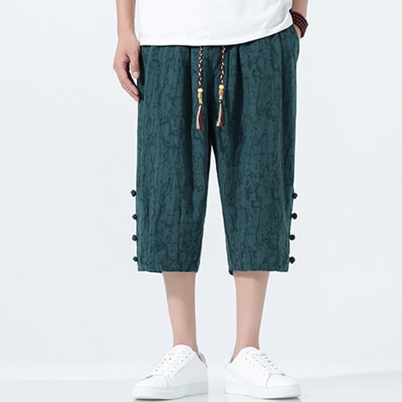 Buddha Stones Sommerliche Caprihose für Herren mit Kordelzug und elastischem Bund - image 3