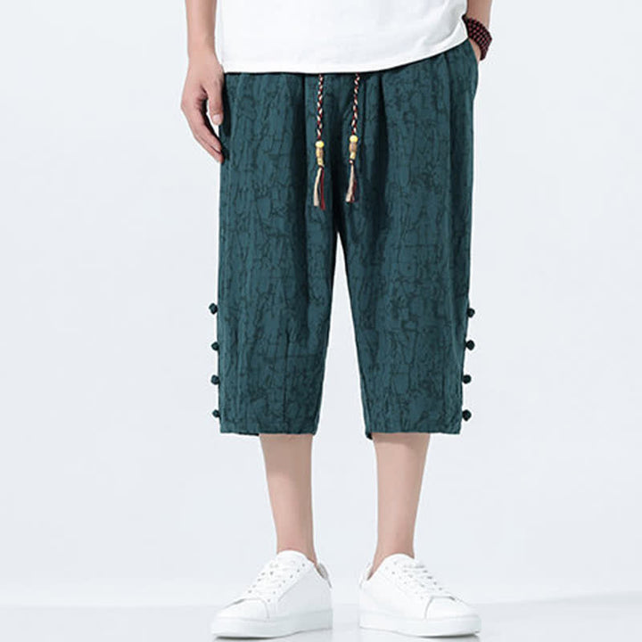 Buddha Stones Sommerliche Caprihose für Herren mit Kordelzug und elastischem Bund - image 3