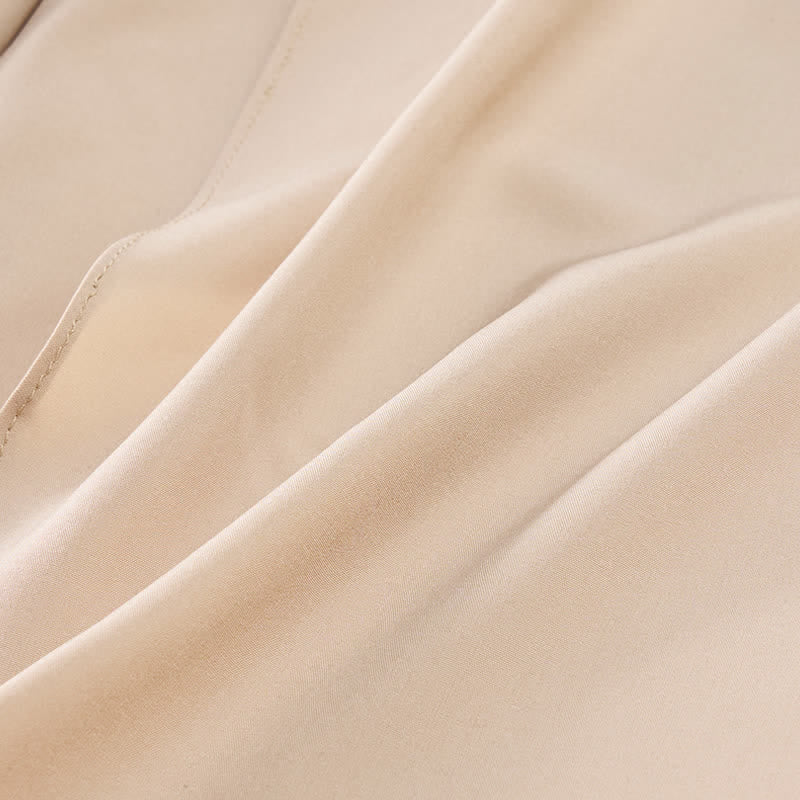 Buddha Stones Elegante, schlichte Damenhose mit hohem Bund, weitem Bein, Seitenschlitz, Kordelzug und Schleifendesign, hohem Bund und weitem Bein. - image 9