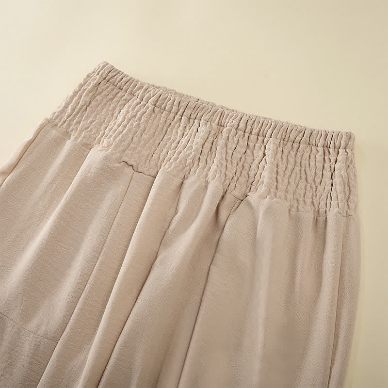 Buddha Stones Sommerhose für Damen mit hohem, elastischem Bund, langer Länge und weitem Bein - image 1