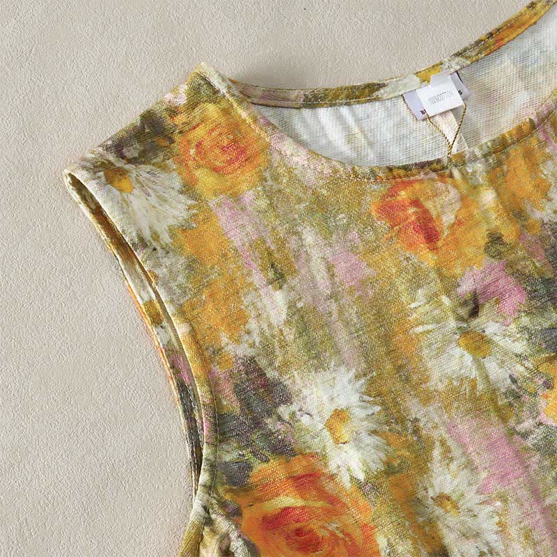 Buddha Stones Lässiges, schlichtes, handgemachtes kariertes Midikleid aus Baumwolle, ärmelloses Kleid mit Taschen - image 20