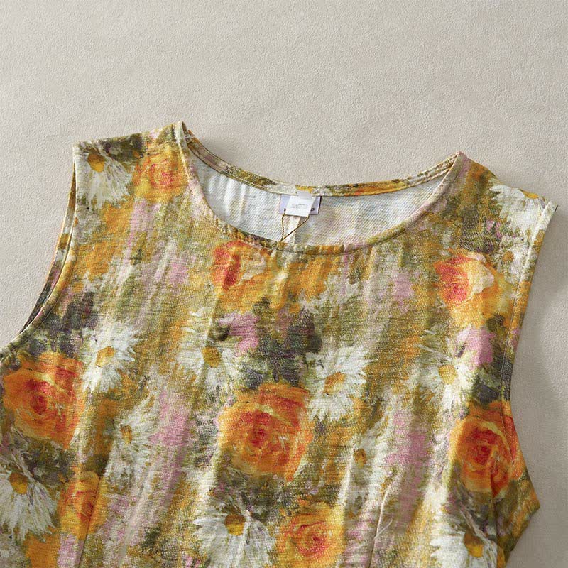 Buddha Stones Lässiges, schlichtes, handgemachtes kariertes Midikleid aus Baumwolle, ärmelloses Kleid mit Taschen - image 19