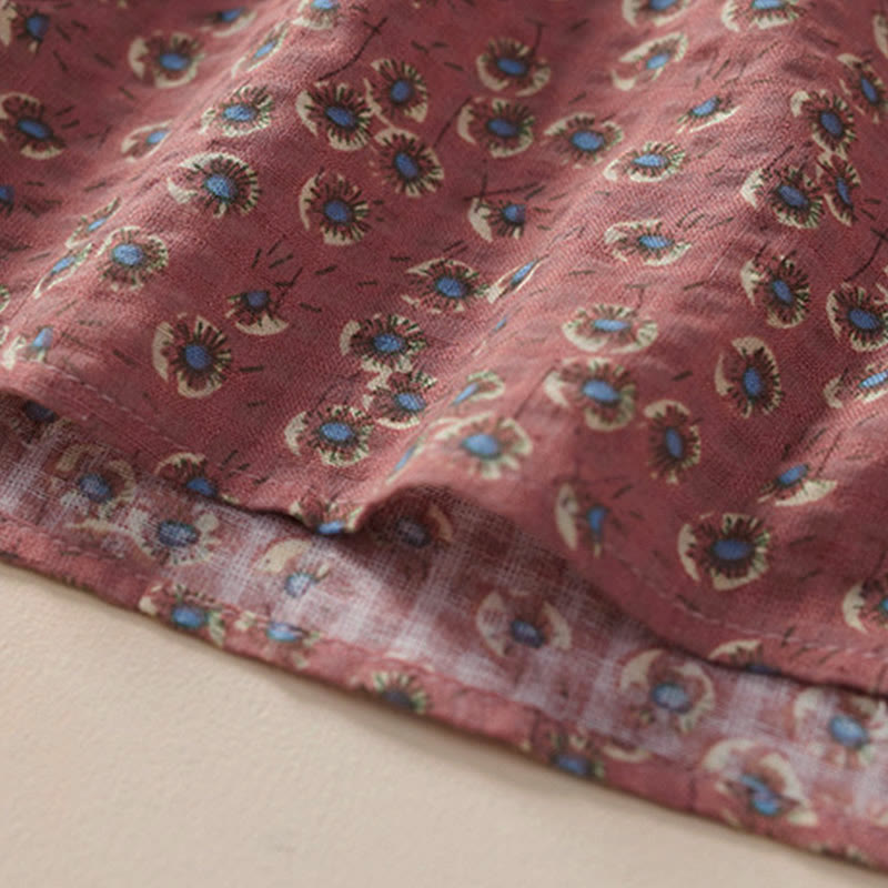 Buddha Stones Damen-Baumwollbluse mit halben Ärmeln und Knopfleiste vorne, Blumenmuster und Blumenprint. - image 11