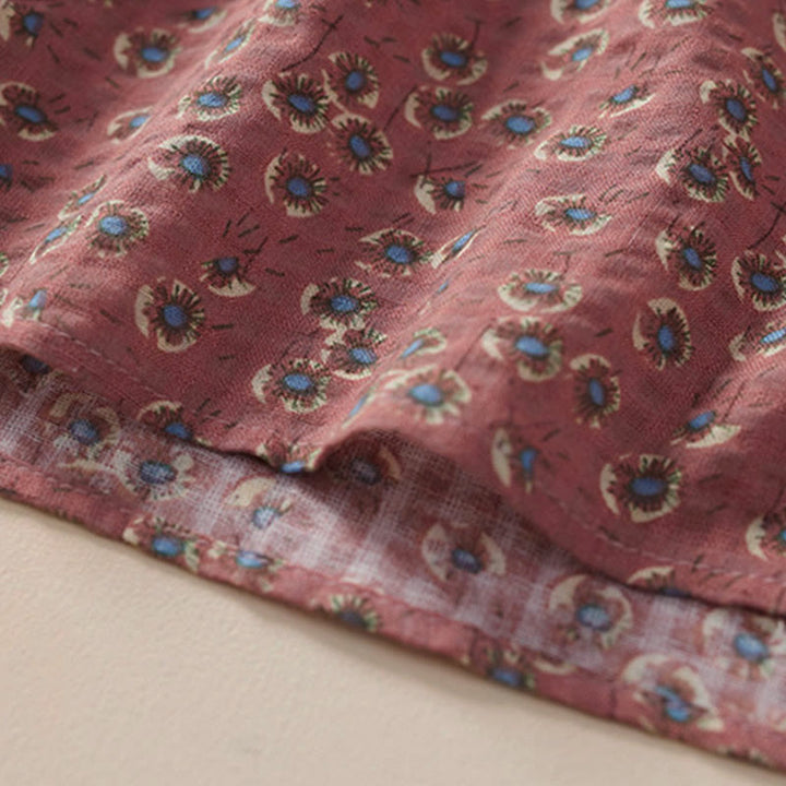 Buddha Stones Damen-Baumwollbluse mit halben Ärmeln und Knopfleiste vorne, Blumenmuster und Blumenprint. - image 11