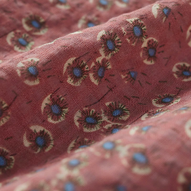 Buddha Stones Damen-Baumwollbluse mit halben Ärmeln und Knopfleiste vorne, Blumenmuster und Blumenprint. - image 10