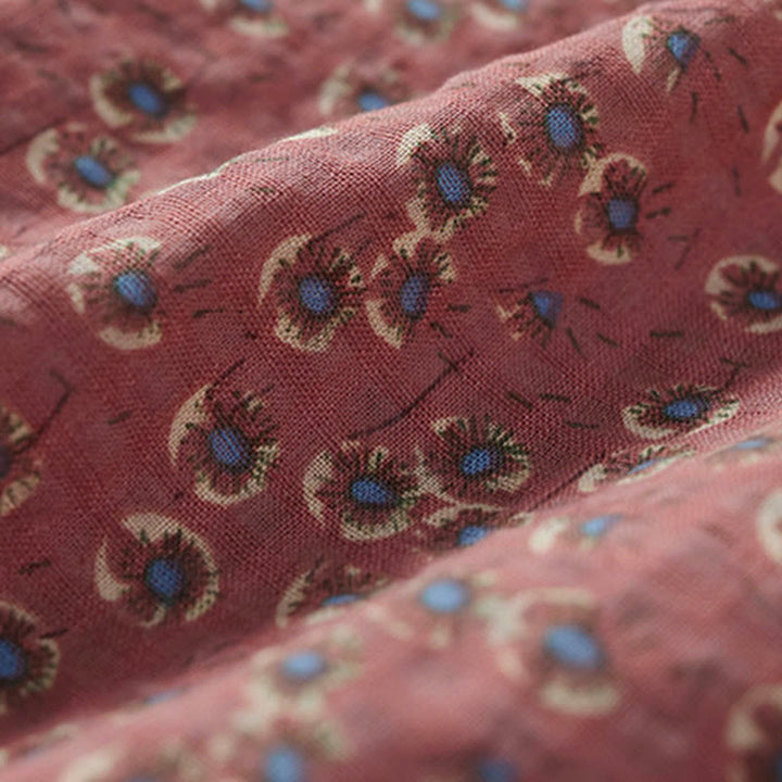 Buddha Stones Damen-Baumwollbluse mit halben Ärmeln und Knopfleiste vorne, Blumenmuster und Blumenprint. - image 10