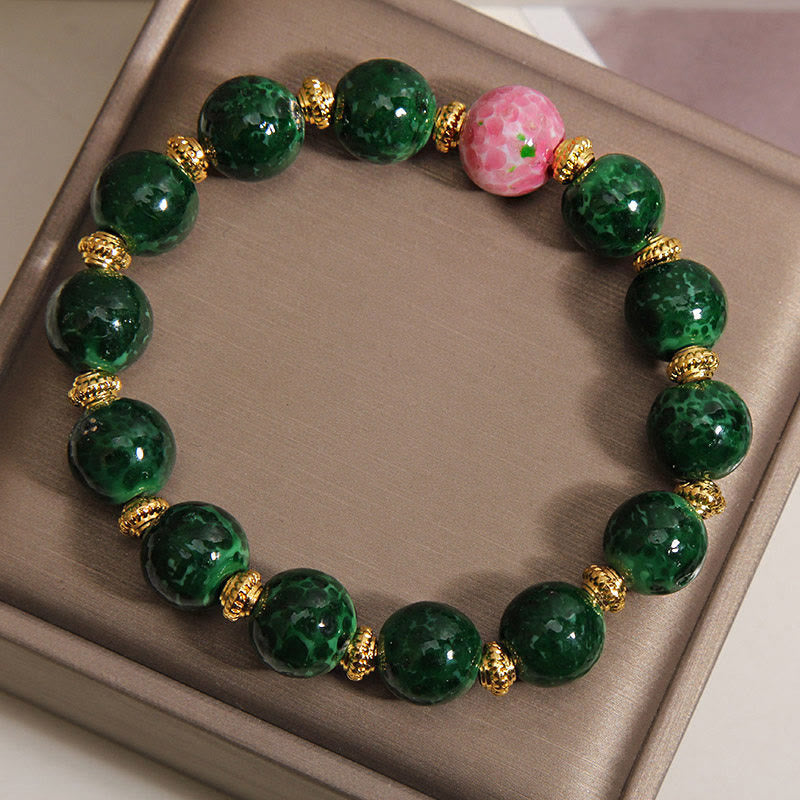 Buddha Stones Grünes Liuli-Glas-Segensarmband - image 7