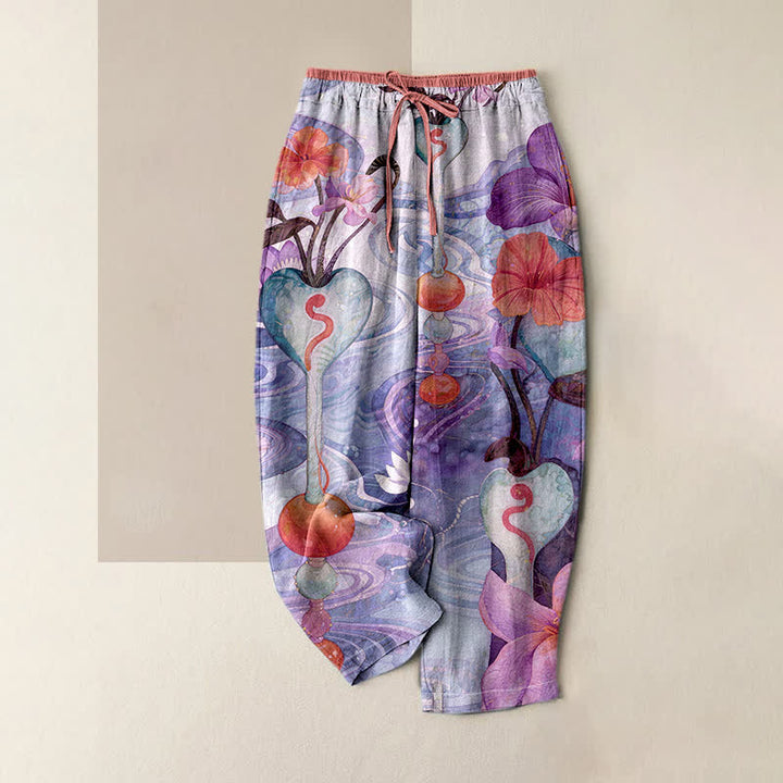 Buddha Stones Damen-Baumwollhose mit Blumenmuster, Kordelzug, elastischem Bund und Taschen - Mittelgroße Orchidee - US16, UK/AU20, EU48 (3XL) - image 4