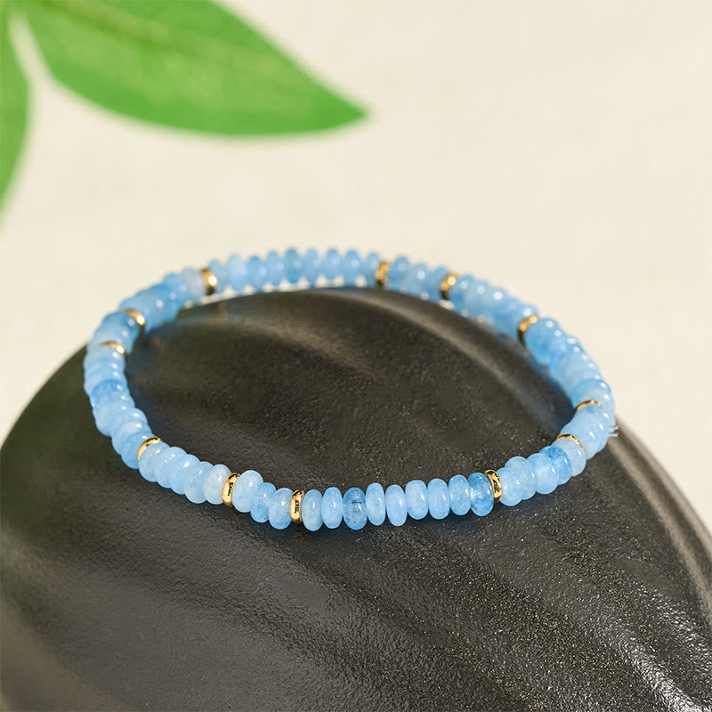Buddha Stones Natürliches Aquamarin-Perlenarmband (4 mm) – Gelassenheit - image 2