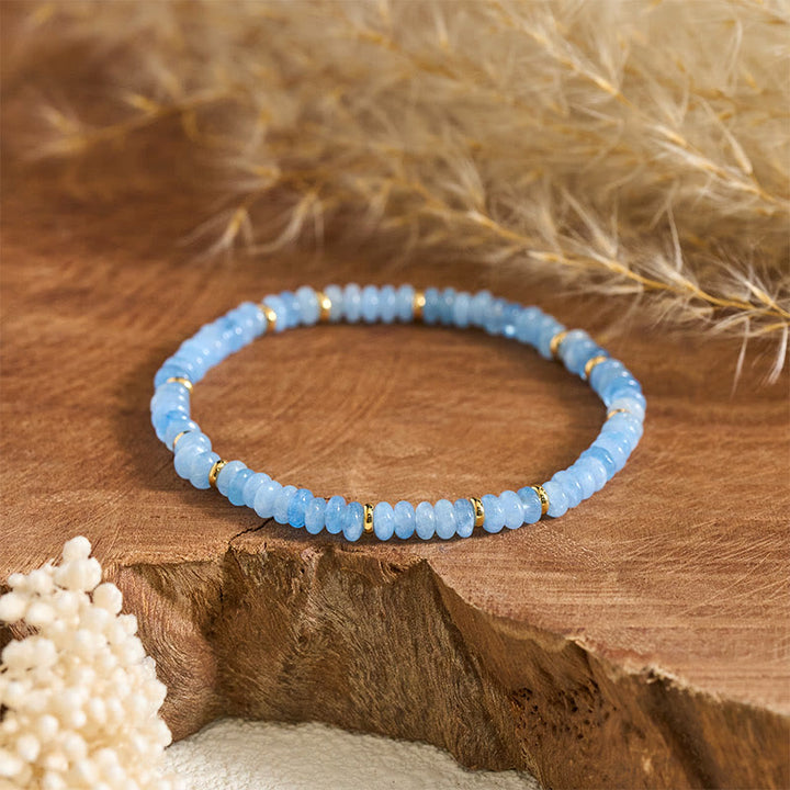 Buddha Stones Natürliches Aquamarin-Perlenarmband (4 mm) – Gelassenheit - image 1
